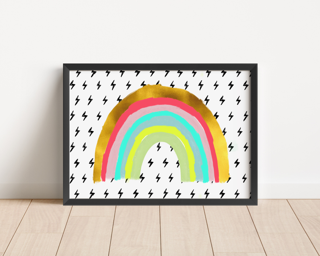 Rainbow and Lightning Print Posters, Prints, & Visual Artwork Pretty Average   