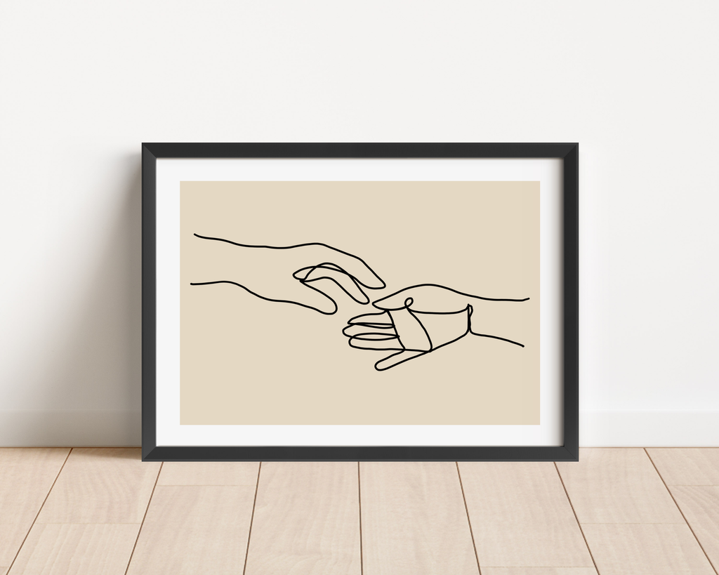 Reaching Out Hands Line Drawing Print Posters, Prints, & Visual Artwork Pretty Average   