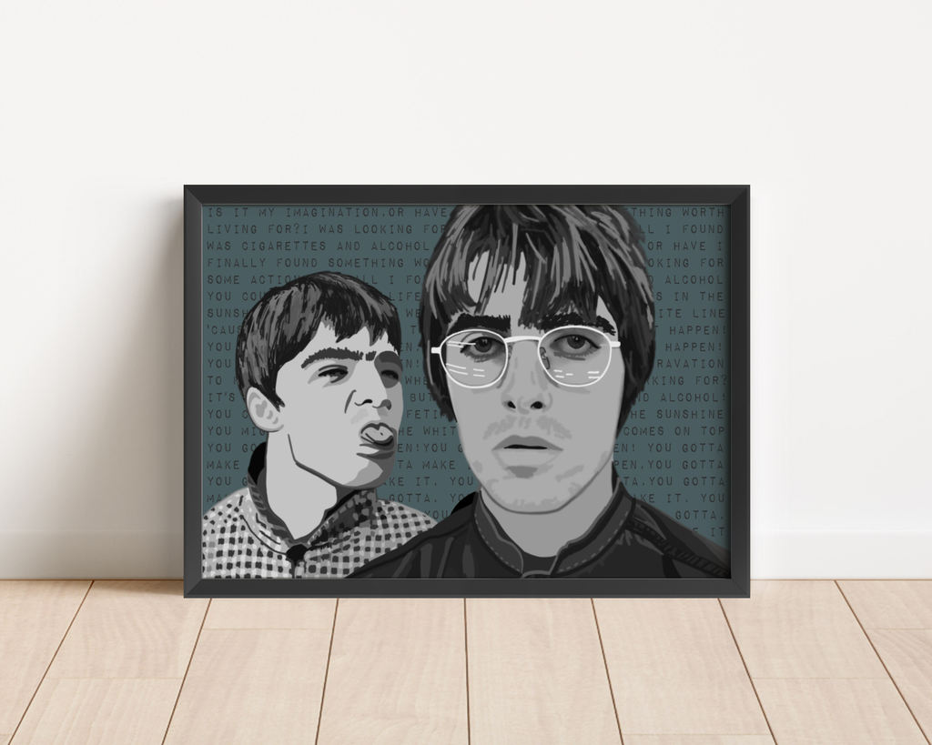 Liam and Noel Gallagher Print Posters, Prints, & Visual Artwork Pretty Average   