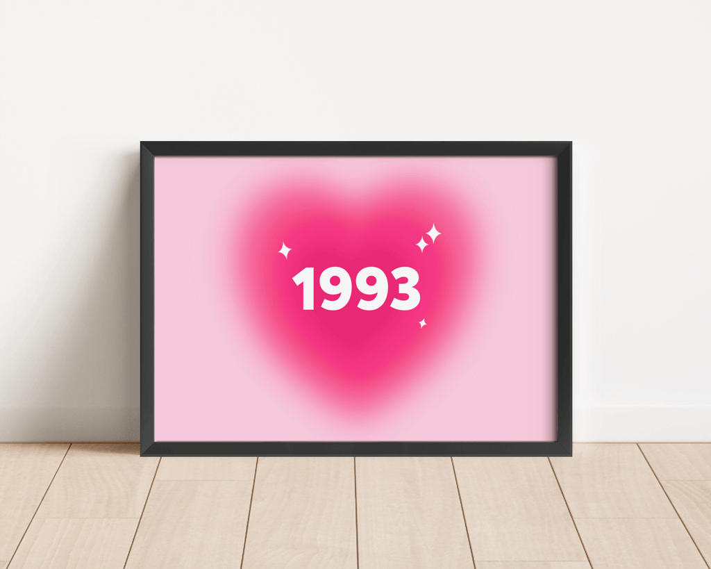 Year Print - Pink Heart Print Posters, Prints, & Visual Artwork Pretty Average   