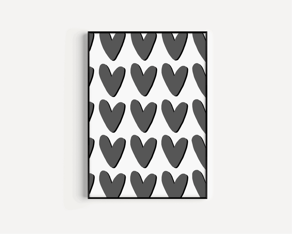 Hearts Print - Grey Posters, Prints, & Visual Artwork Pretty Average   