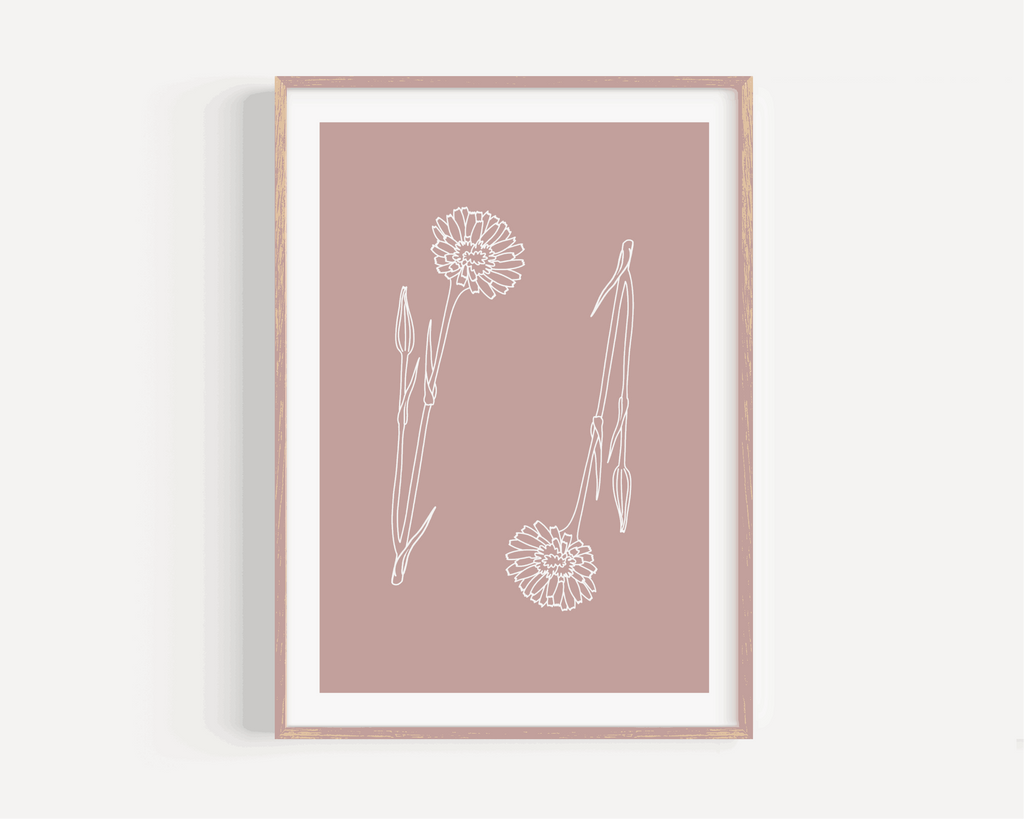 Dusky Pink Wildflowers Print Posters, Prints, & Visual Artwork Pretty Average   