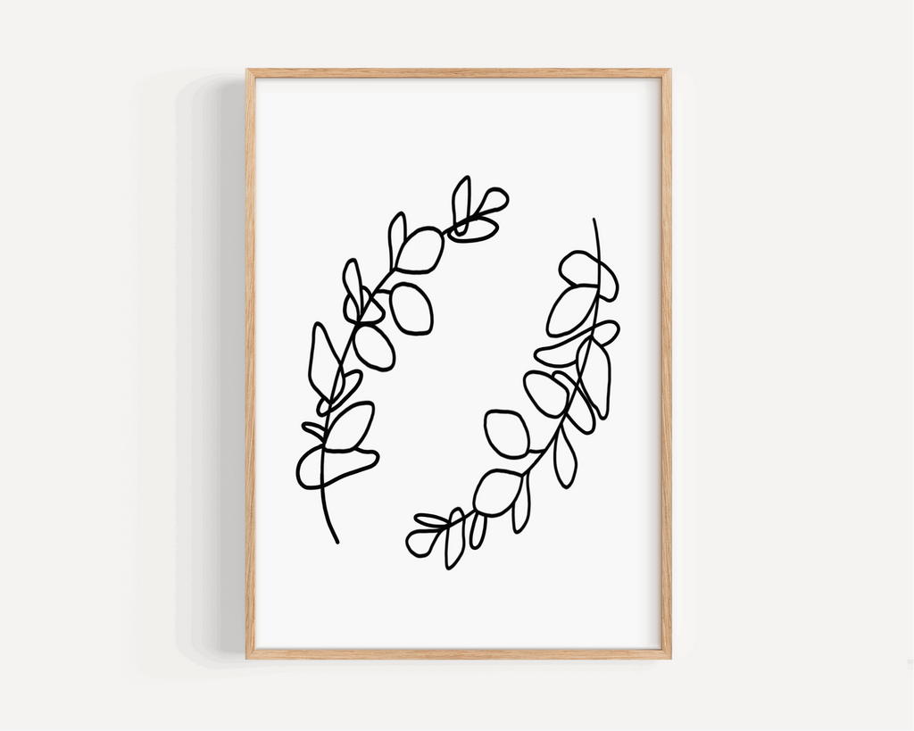 Eucalyptus Line Drawing - Two Branches Posters, Prints, & Visual Artwork Pretty Average   