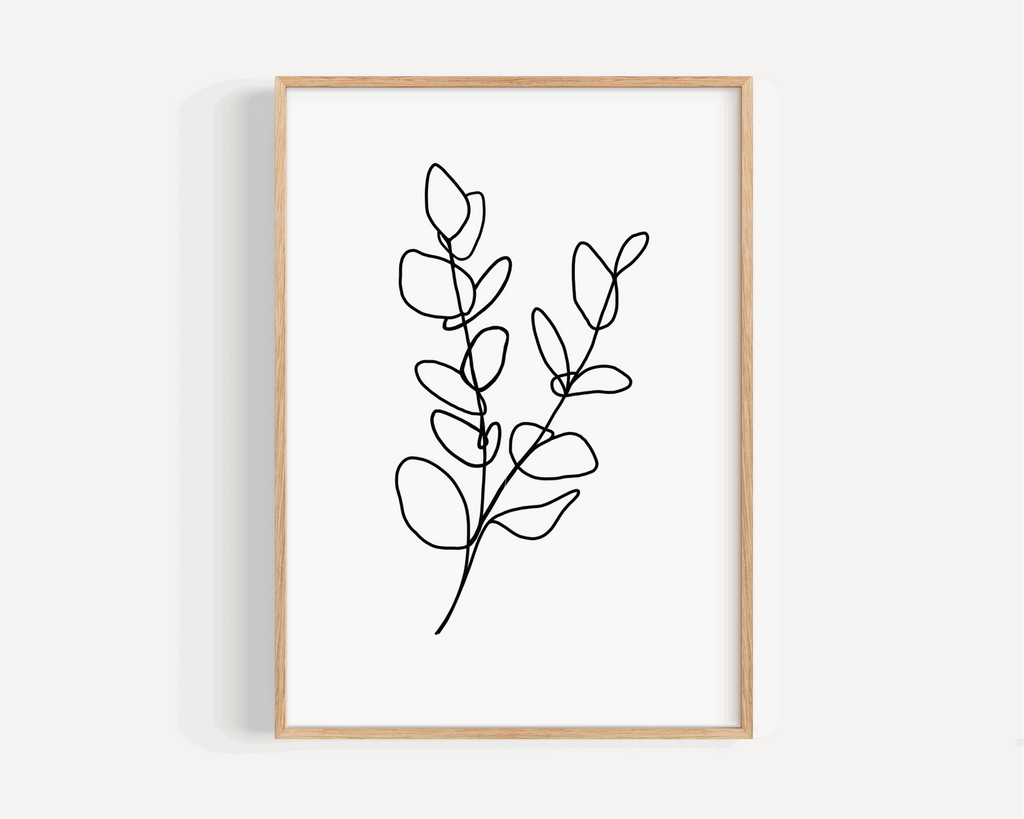 Eucalyptus Branch Line Drawing Print - Duo Branch Posters, Prints, & Visual Artwork Pretty Average   