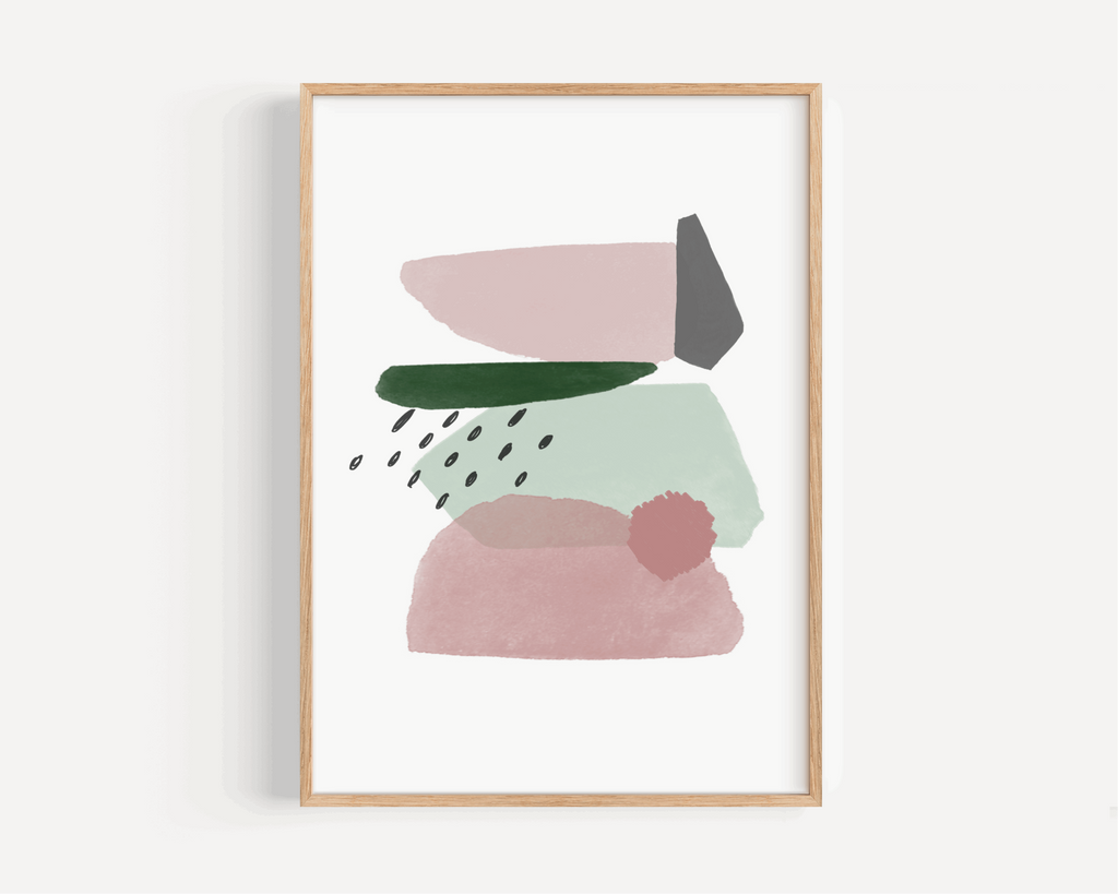 Abstract Shapes Print - Emerald Green & Blush Pink (DESIGN ONE) Posters, Prints, & Visual Artwork Pretty Average   