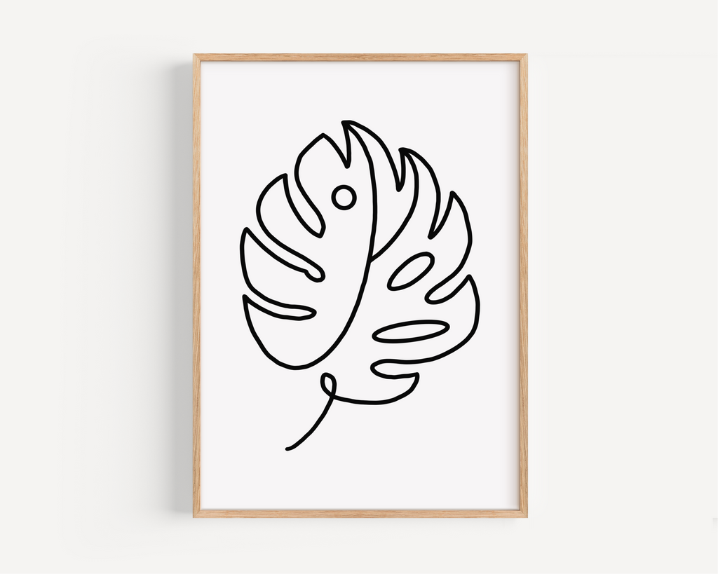 Monstera Leaf Line Drawing Print Posters, Prints, & Visual Artwork Pretty Average   