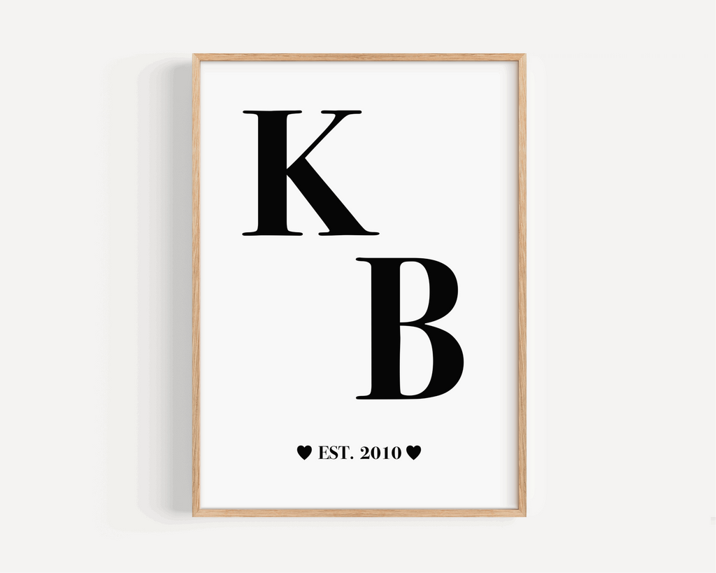 Couple Initials Print - Personalised Posters, Prints, & Visual Artwork Pretty Average   