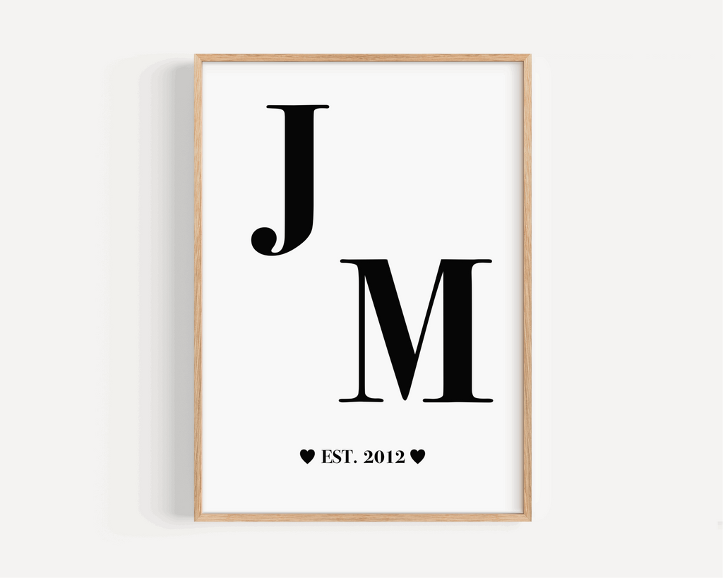 Couple Initials Print - Personalised Posters, Prints, & Visual Artwork Pretty Average   