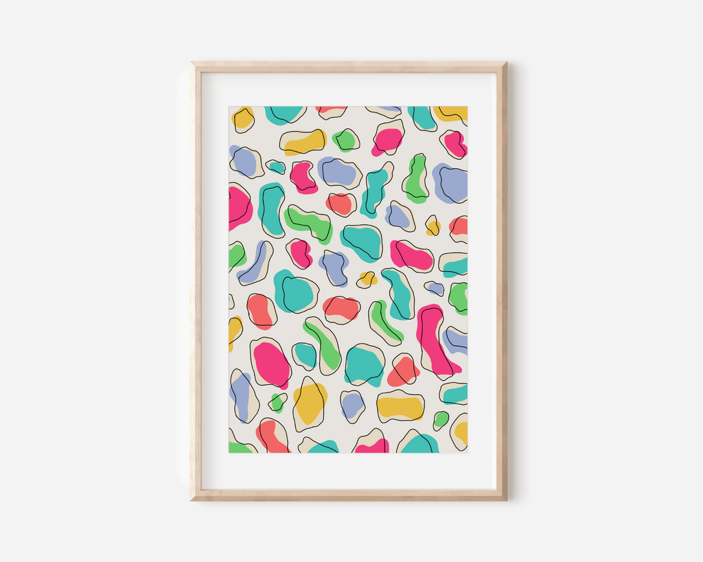 Abstract Leopard Pattern Print Posters, Prints, & Visual Artwork Pretty Average 4x6 Multi-Colour / Rainbow 