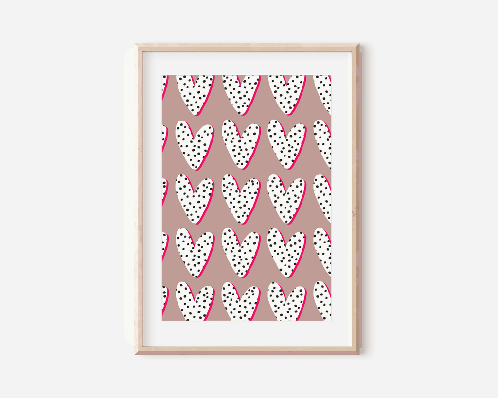 Hearts Print - Pink & Polka Dot Posters, Prints, & Visual Artwork Pretty Average   