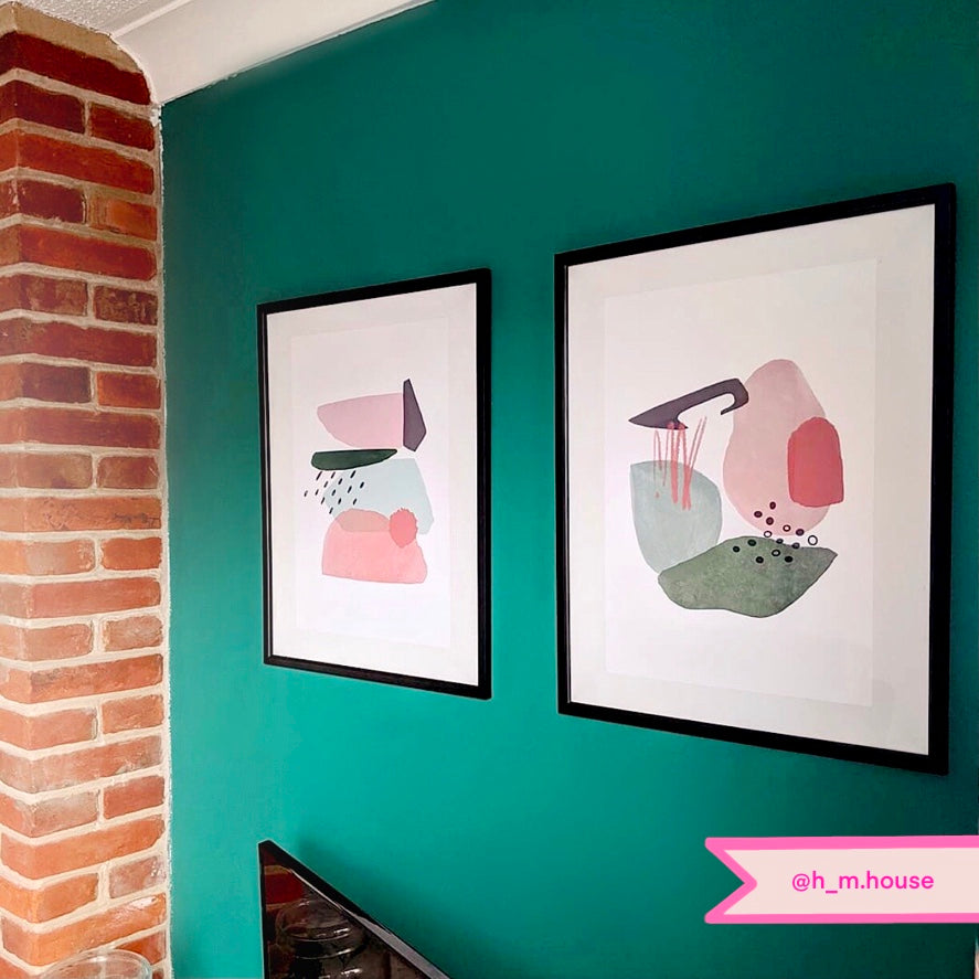 Abstract Shapes Print - Emerald Green & Blush Pink (DESIGN ONE) Posters, Prints, & Visual Artwork Pretty Average   