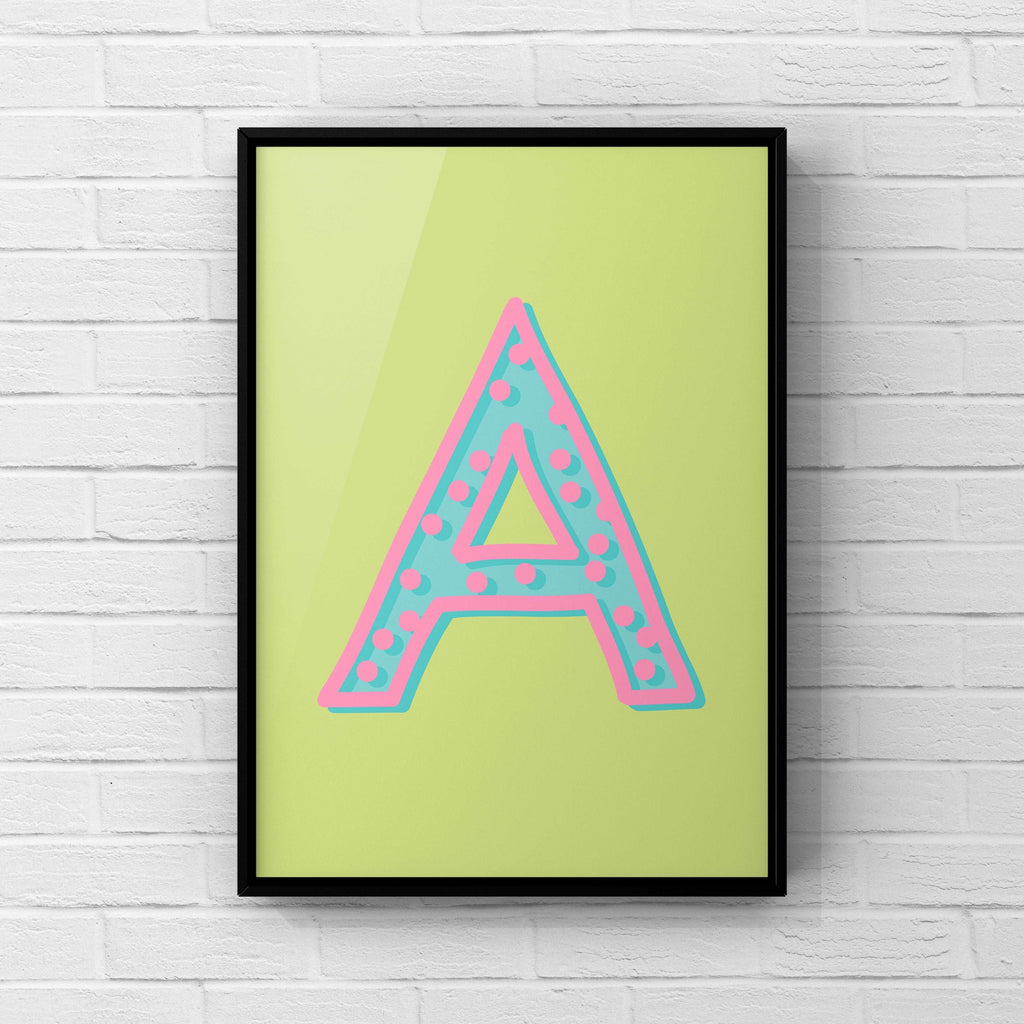 Letter / Initial Print - Green, Pink & Blue Polka Dot Posters, Prints, & Visual Artwork Pretty Average   