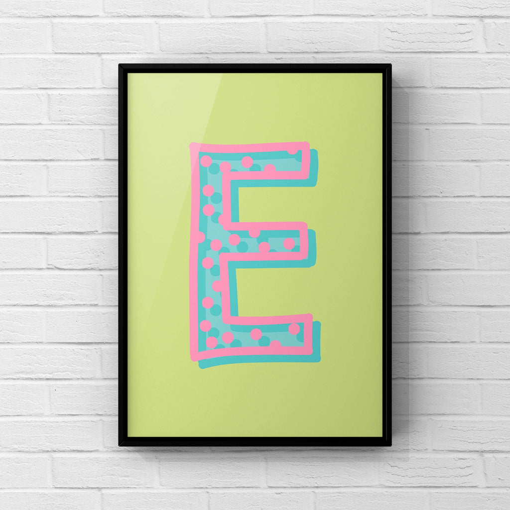 Letter / Initial Print - Green, Pink & Blue Polka Dot Posters, Prints, & Visual Artwork Pretty Average   