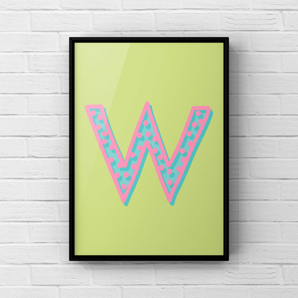 Letter / Initial Print - Green, Pink & Blue Polka Dot Posters, Prints, & Visual Artwork Pretty Average   