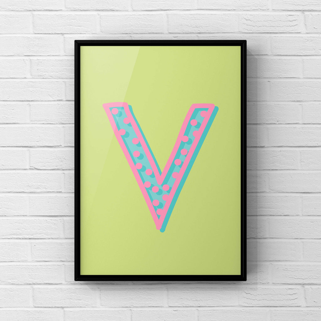 Letter / Initial Print - Green, Pink & Blue Polka Dot Posters, Prints, & Visual Artwork Pretty Average   