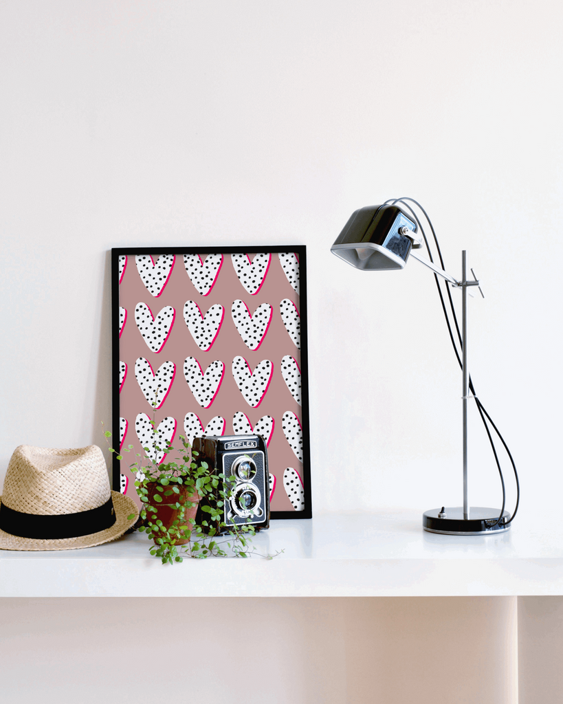 Hearts Print - Pink & Polka Dot Posters, Prints, & Visual Artwork Pretty Average   