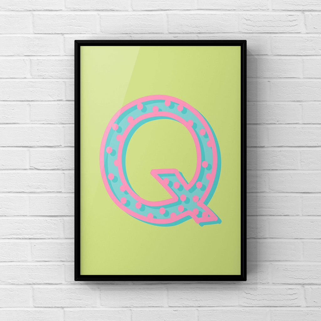 Letter / Initial Print - Green, Pink & Blue Polka Dot Posters, Prints, & Visual Artwork Pretty Average   