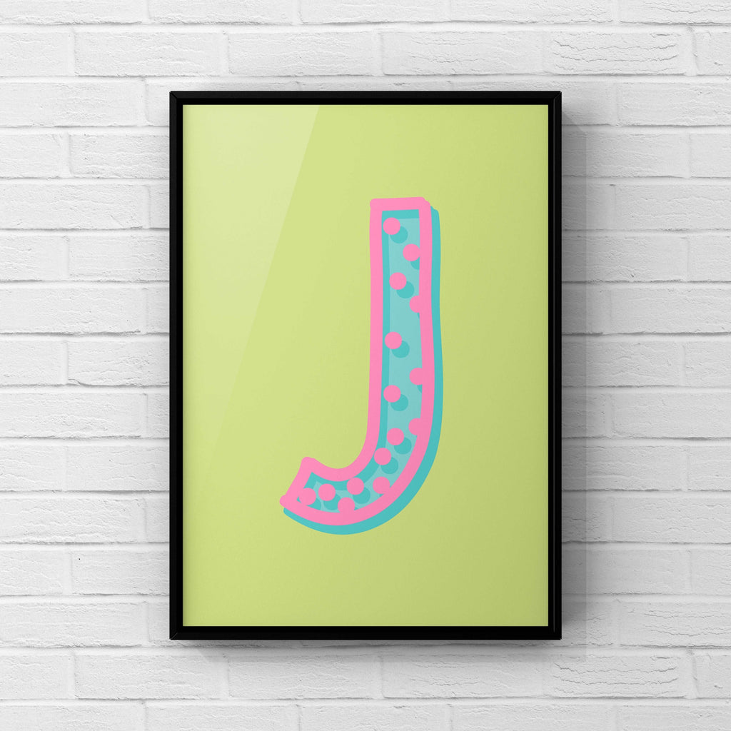 Letter / Initial Print - Green, Pink & Blue Polka Dot Posters, Prints, & Visual Artwork Pretty Average   