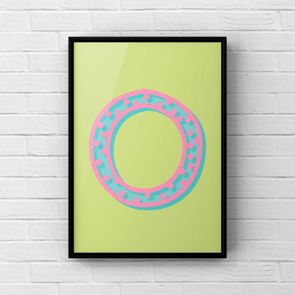 Letter / Initial Print - Green, Pink & Blue Polka Dot Posters, Prints, & Visual Artwork Pretty Average   