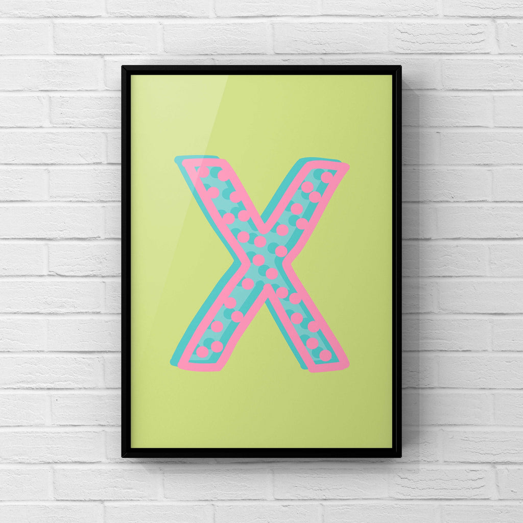 Letter / Initial Print - Green, Pink & Blue Polka Dot Posters, Prints, & Visual Artwork Pretty Average   