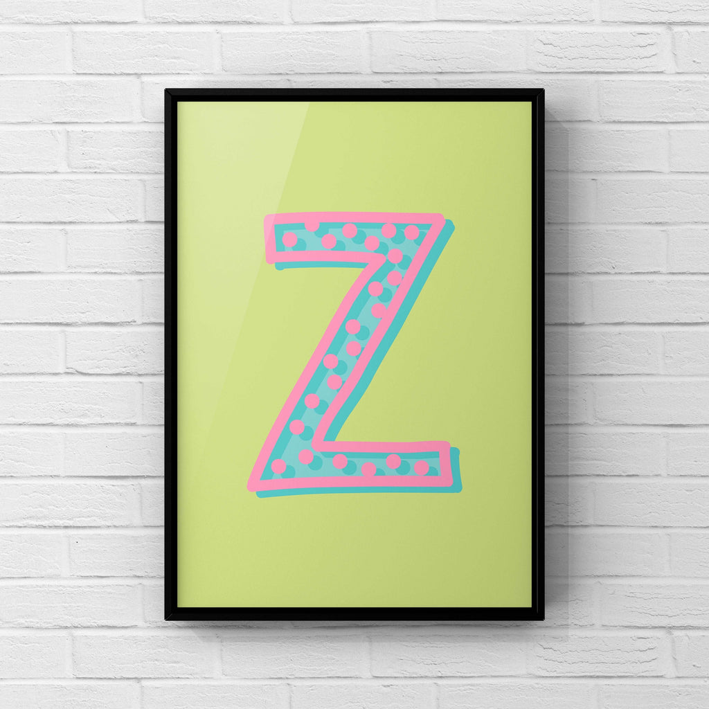 Letter / Initial Print - Green, Pink & Blue Polka Dot Posters, Prints, & Visual Artwork Pretty Average   