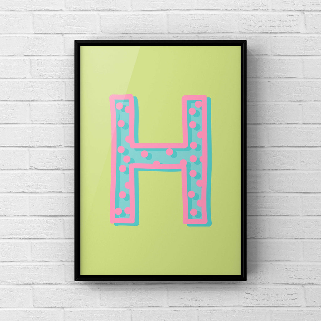 Letter / Initial Print - Green, Pink & Blue Polka Dot Posters, Prints, & Visual Artwork Pretty Average   