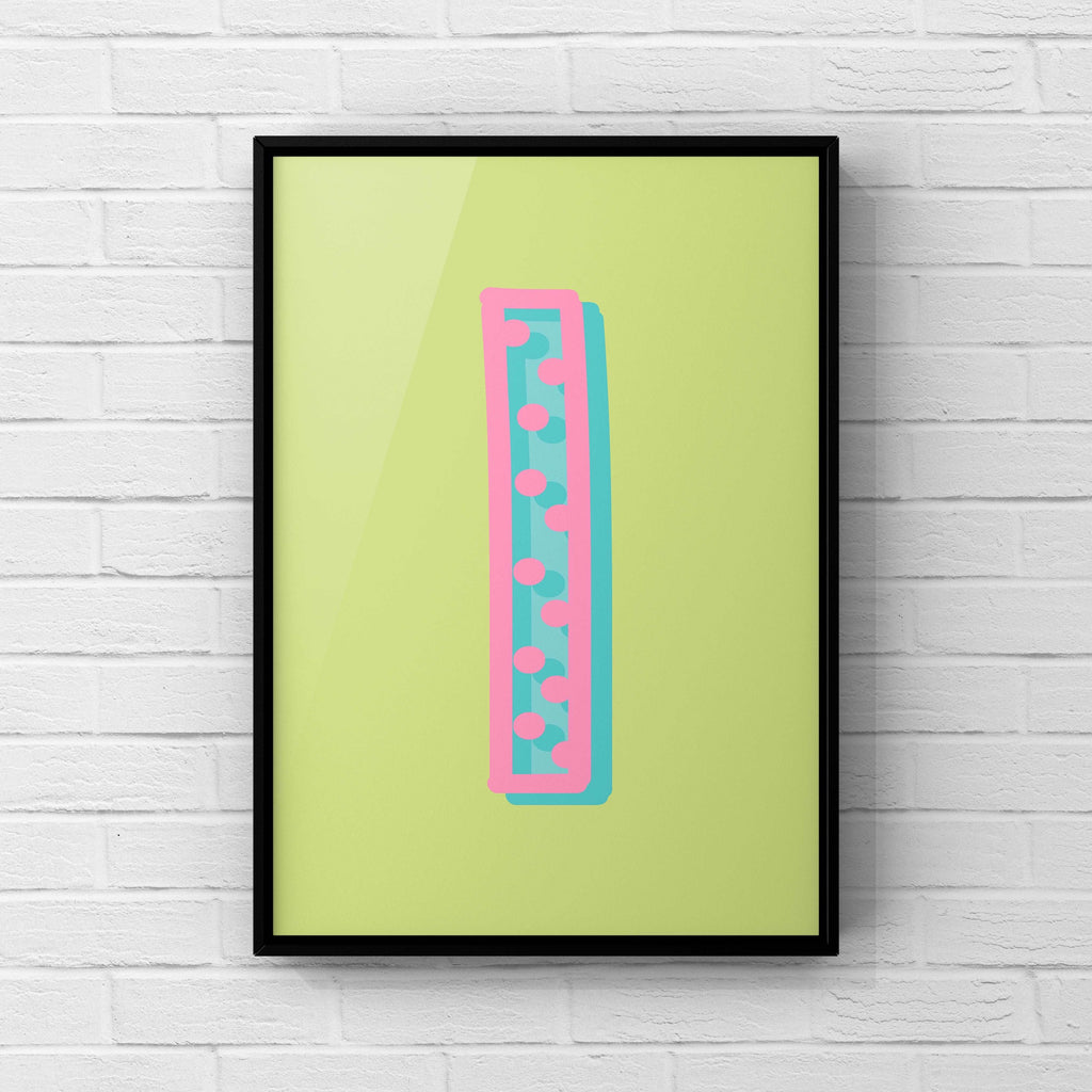 Letter / Initial Print - Green, Pink & Blue Polka Dot Posters, Prints, & Visual Artwork Pretty Average   