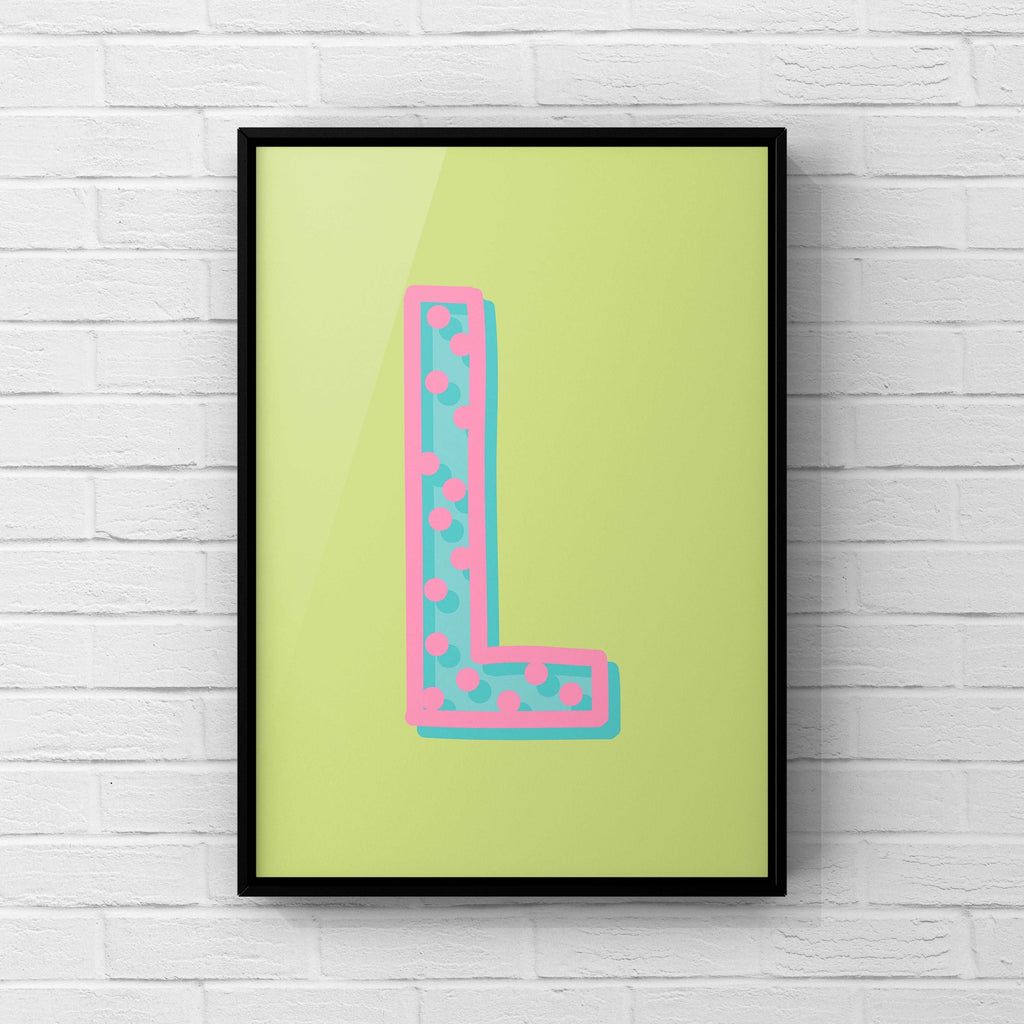 Letter / Initial Print - Green, Pink & Blue Polka Dot Posters, Prints, & Visual Artwork Pretty Average   