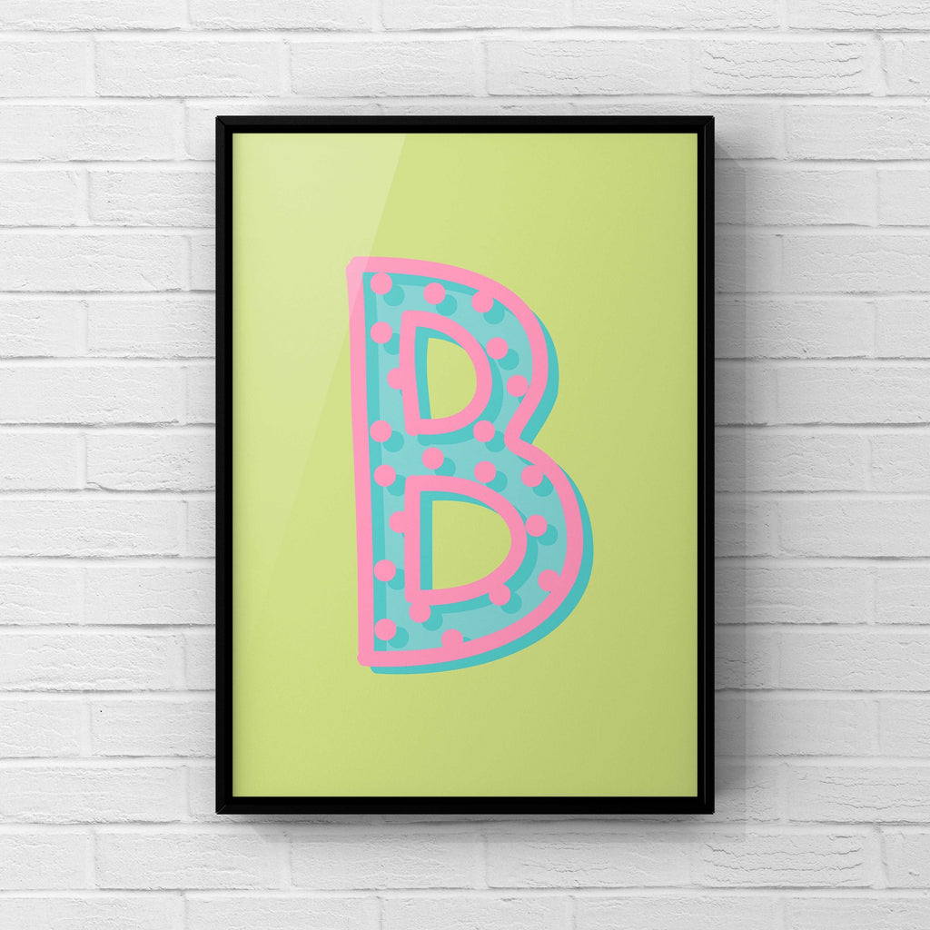 Letter / Initial Print - Green, Pink & Blue Polka Dot Posters, Prints, & Visual Artwork Pretty Average   