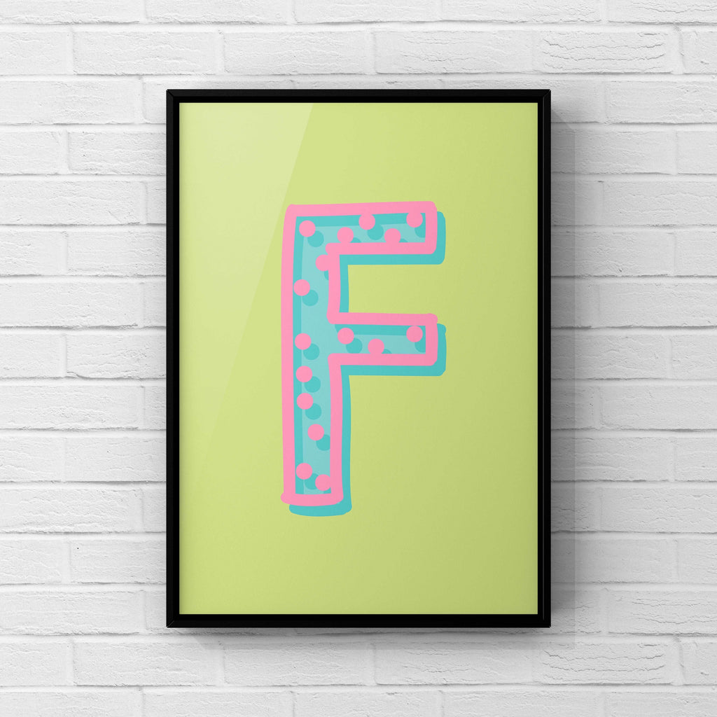 Letter / Initial Print - Green, Pink & Blue Polka Dot Posters, Prints, & Visual Artwork Pretty Average   