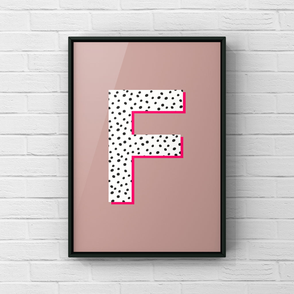 Letter / Initial Print - Polka Dots & Pink Posters, Prints, & Visual Artwork Pretty Average   