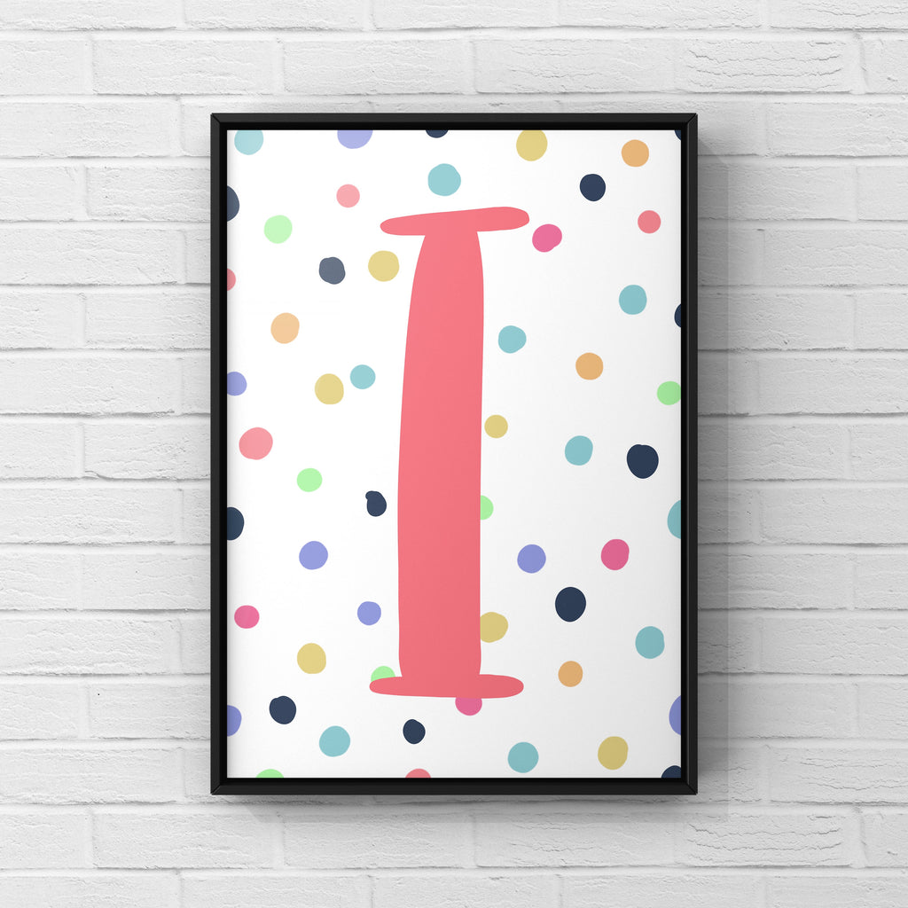 Letter / Initial Print - Pink & Rainbow Polka Dots Posters, Prints, & Visual Artwork Pretty Average   