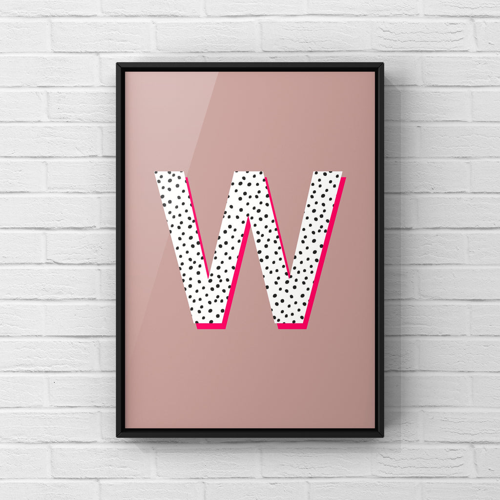 Letter / Initial Print - Polka Dots & Pink Posters, Prints, & Visual Artwork Pretty Average   