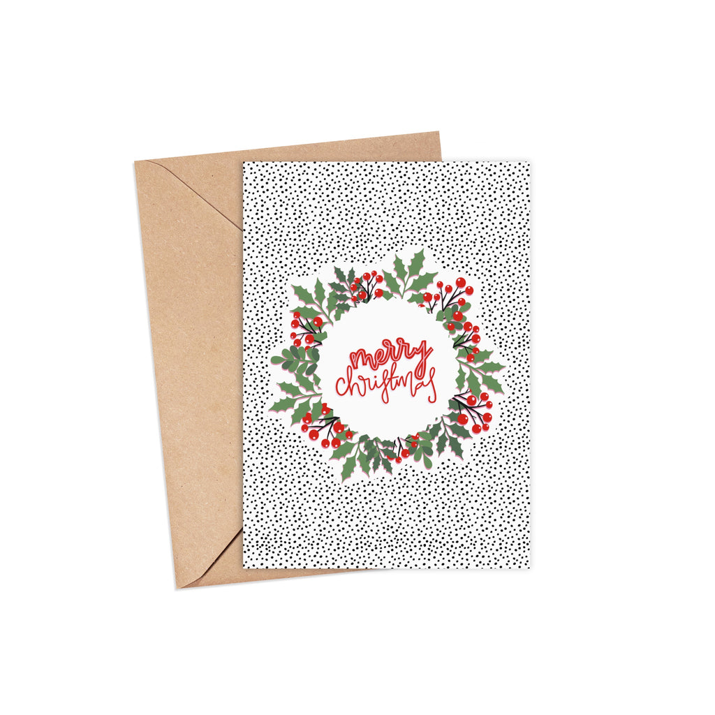 Merry Christmas (Wreath) | A6 Greeting Card  Pretty Average   