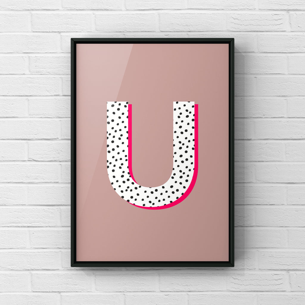 Letter / Initial Print - Polka Dots & Pink Posters, Prints, & Visual Artwork Pretty Average   