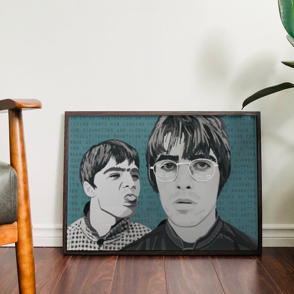 Liam and Noel Gallagher Print Posters, Prints, & Visual Artwork Pretty Average   