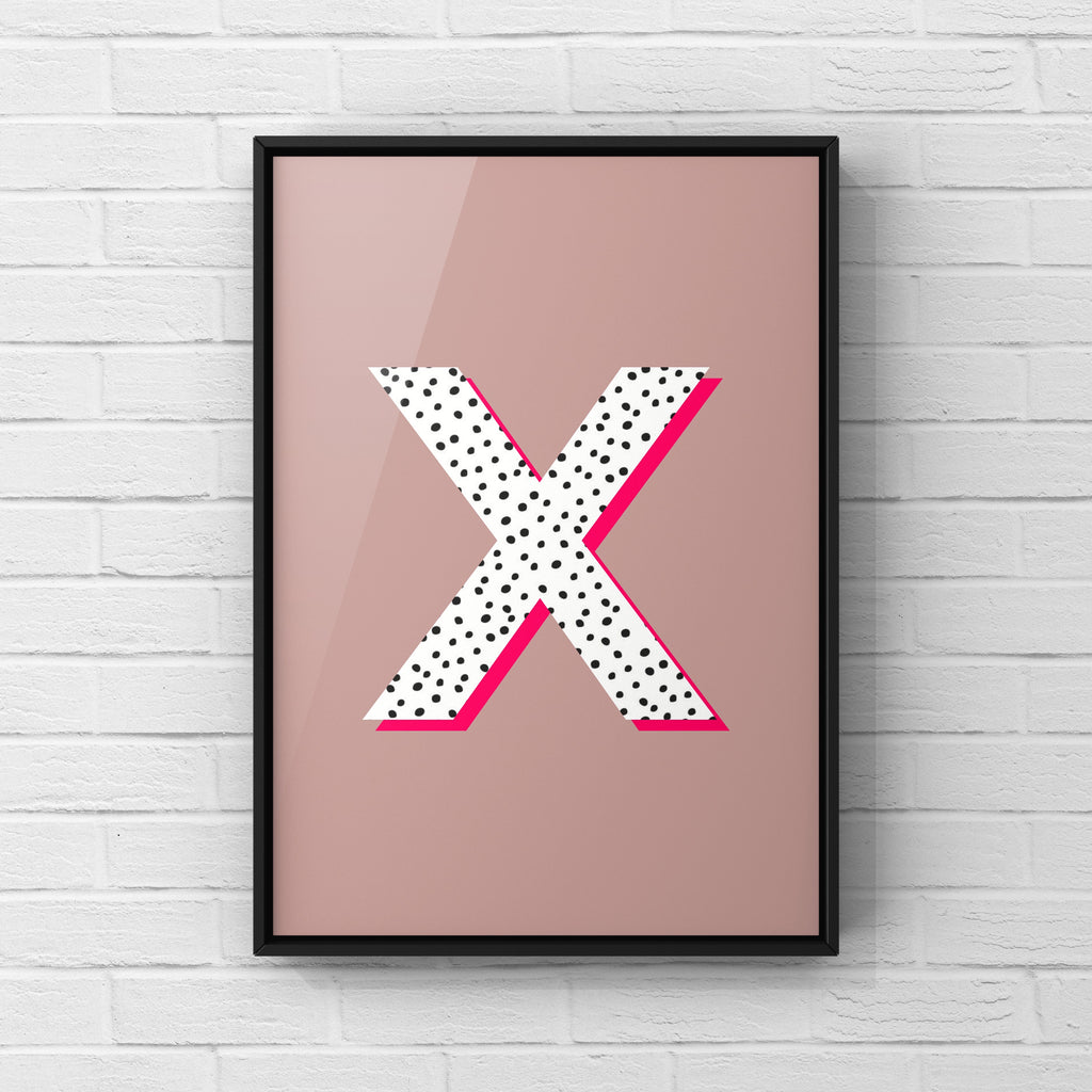 Letter / Initial Print - Polka Dots & Pink Posters, Prints, & Visual Artwork Pretty Average   