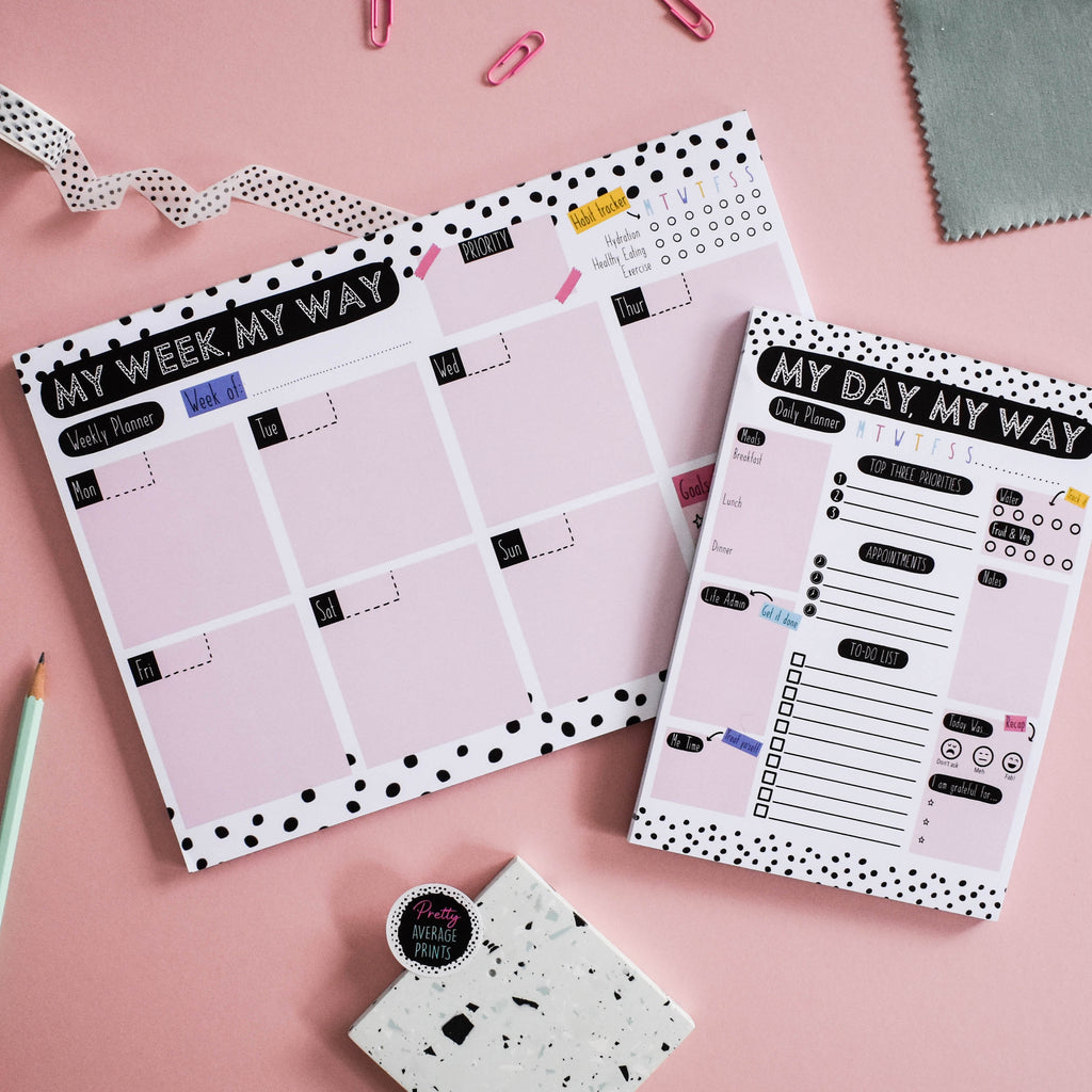 My Way Planner BUNDLE - A5 Daily Planner and A4 Weekly Planner Stationery Pretty Average Prints   