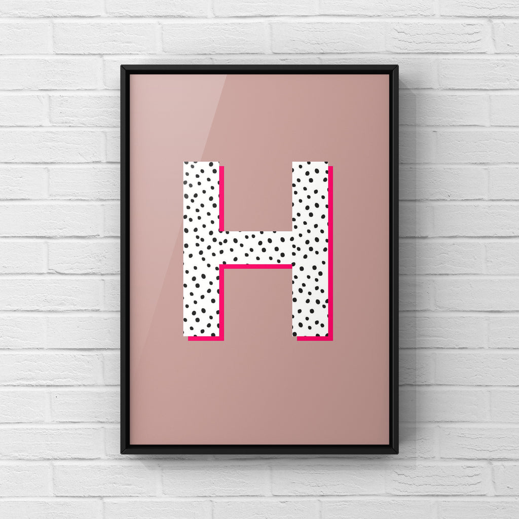 Letter / Initial Print - Polka Dots & Pink Posters, Prints, & Visual Artwork Pretty Average   