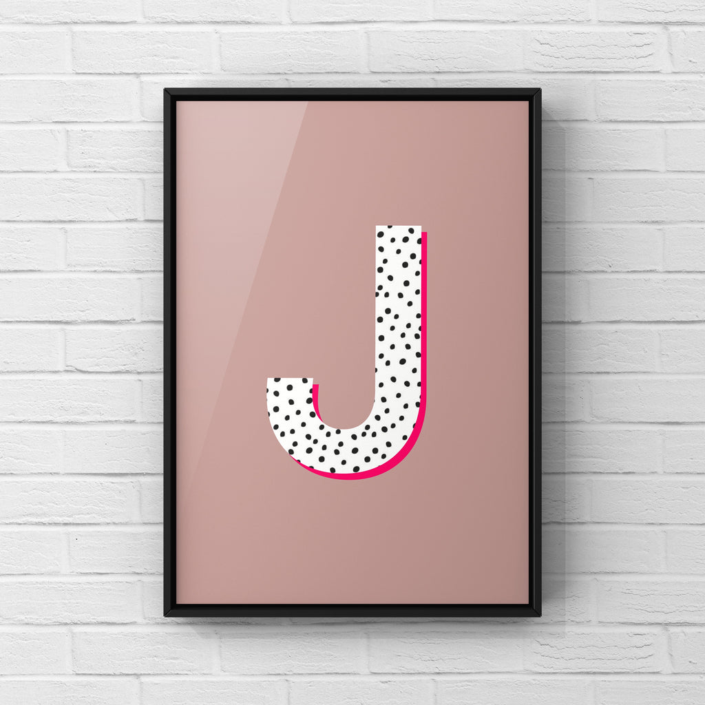 Letter / Initial Print - Polka Dots & Pink Posters, Prints, & Visual Artwork Pretty Average   