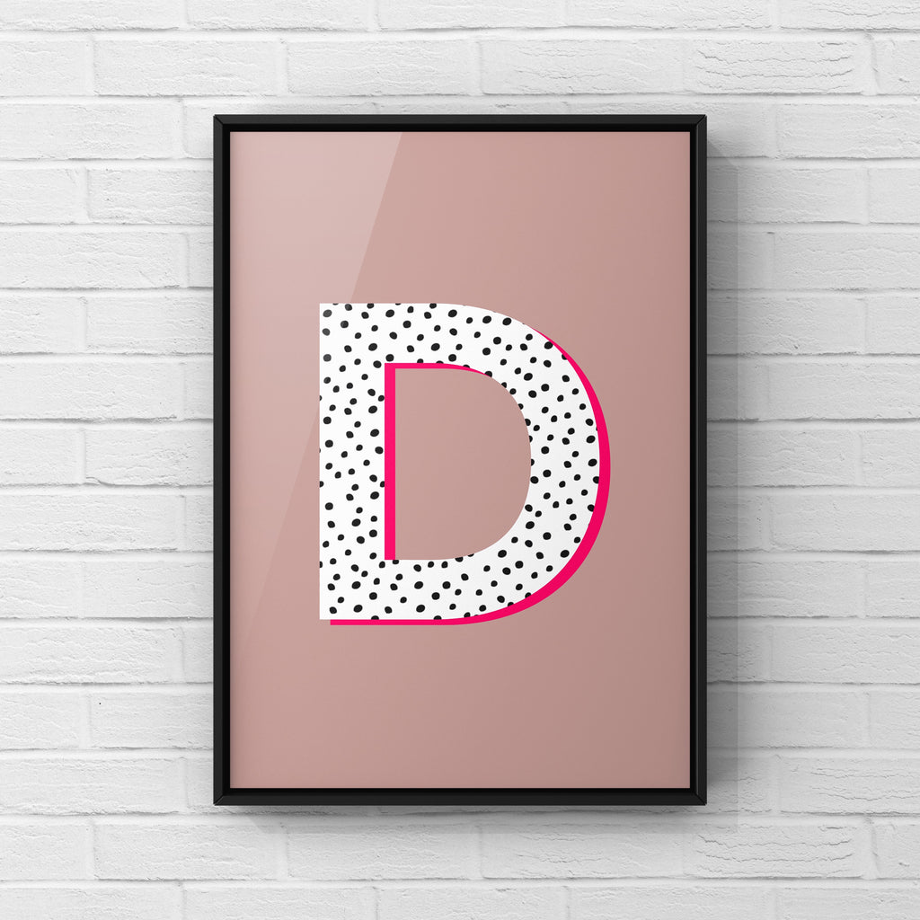 Letter / Initial Print - Polka Dots & Pink Posters, Prints, & Visual Artwork Pretty Average   