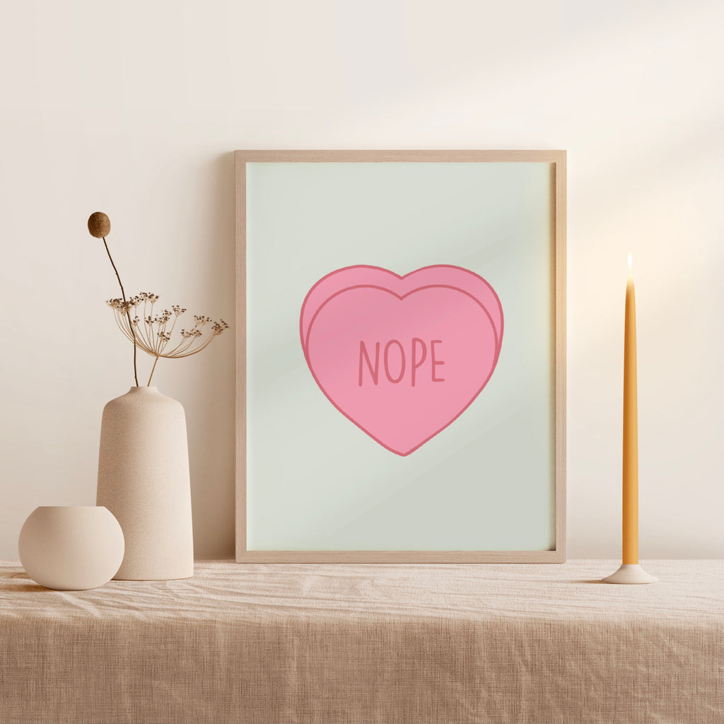 Nope, Love Heart Print Posters, Prints, & Visual Artwork Pretty Average   